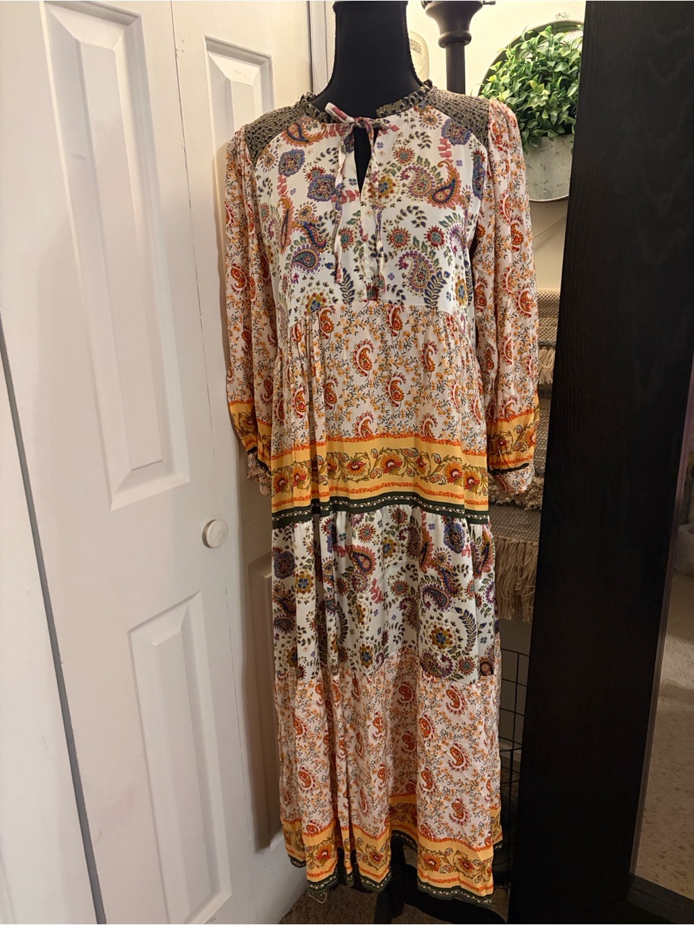 Umgee Paisley Midi Dress in Yellow and Green